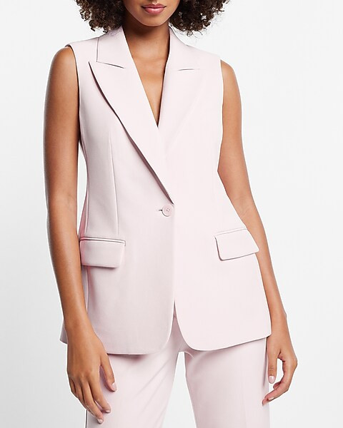 Editor Peak Lapel One Button Sleeveless Blazer | Express