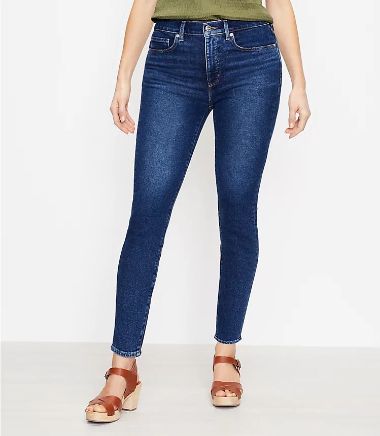Curvy High Rise Skinny Jeans in Pure Dark Indigo Wash | LOFT | LOFT