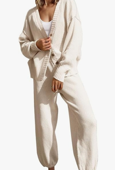 SAUKOLE Womens Two Piece Outfits Knit Sweater Sets Oversized Button Down Cardigan and Long Pants Matching Lounge Set 

 #LTKU #LTKSaleAlert #LTKStyleTip