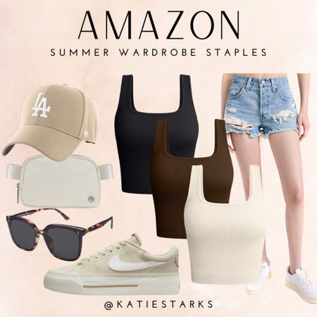 Summer outfit staples - summer tank tops - denim shorts - women’s sneakers - sunglasses

#LTKActive #LTKFindsUnder50 #LTKStyleTip