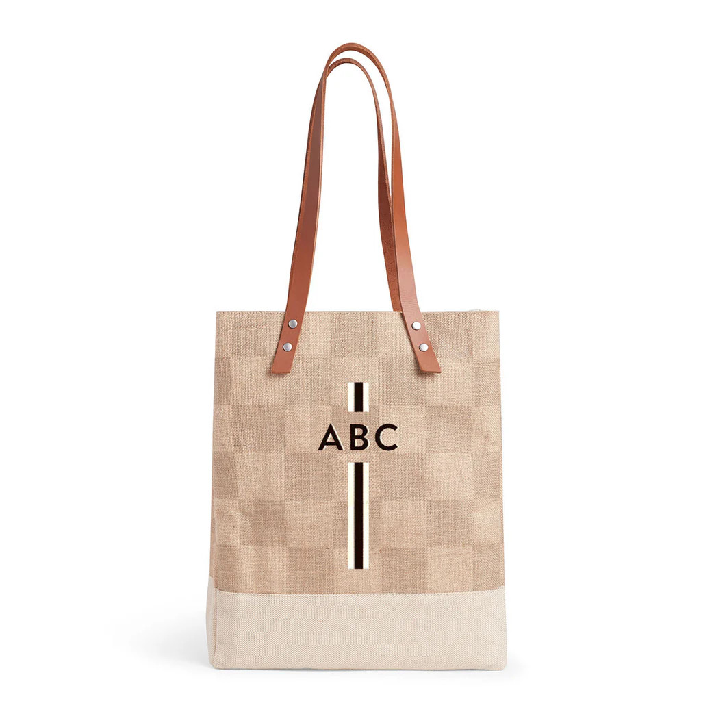 Wine Tote in Checker with Black Monogram Limited Holiday Release | Apolis