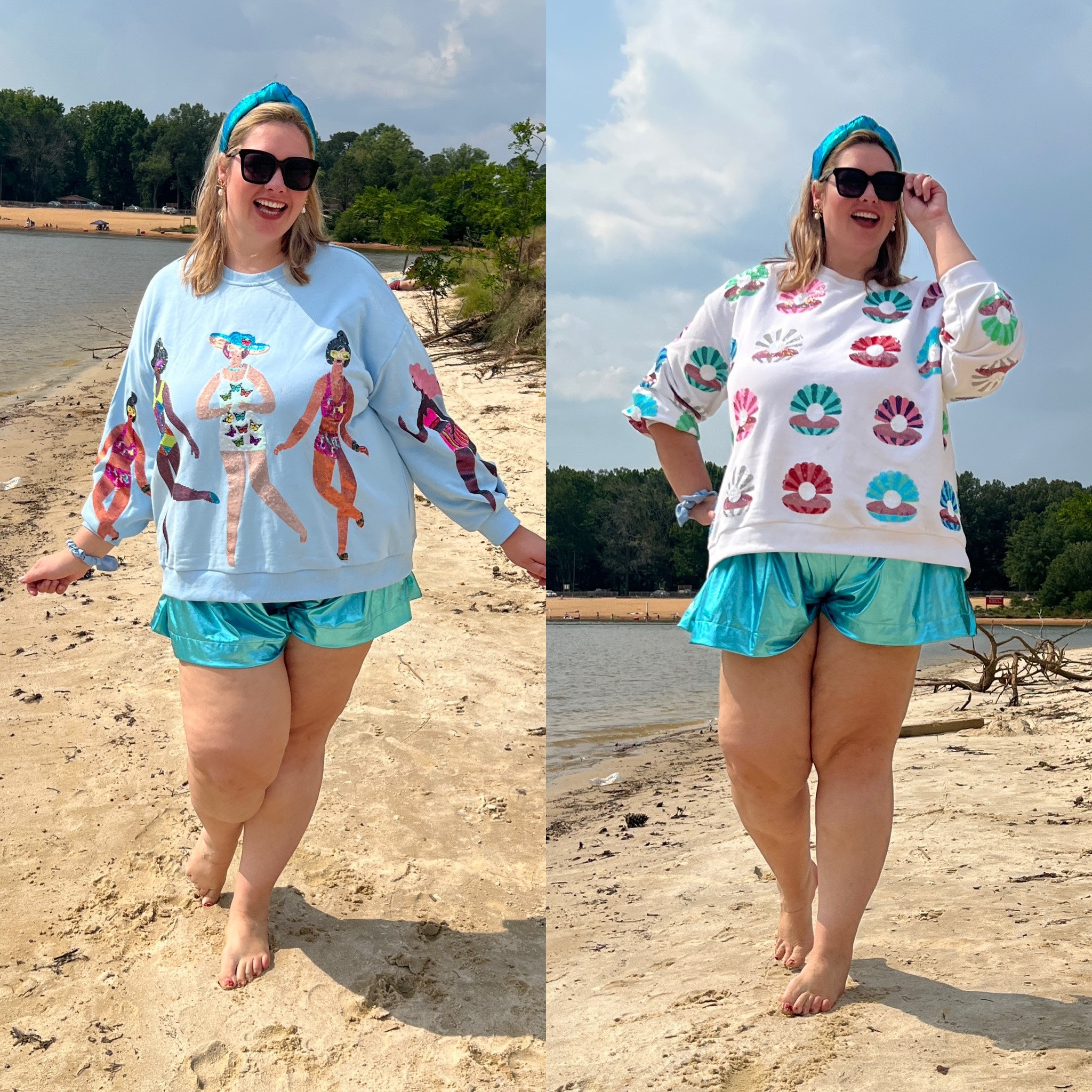 The Queen of Sparkles Queen of the Sea collection is live! These pullovers are so fun for feeling beachy 🏖️ I am wearing an xl in both as they have an oversized fit 

#LTKstyletip #LTKswim #LTKSeasonal