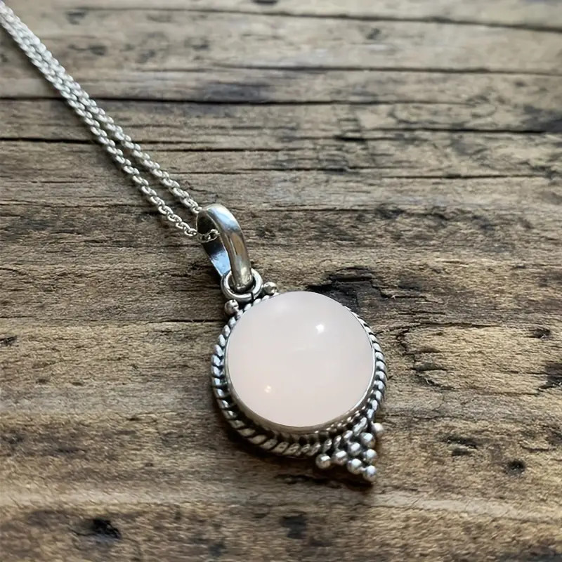 Vintage Round Shape Inlaid Moonstone Pendant Necklace Boho Necklace For Women Holiday Party Gift | Temu Affiliate Program