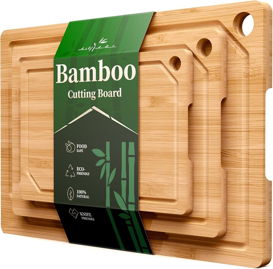 Kitsure Cutting Board Set - Cross-Laminated Bamboo Cutting Boards for Kitchen with Juice Grooves ... | Amazon (CA)