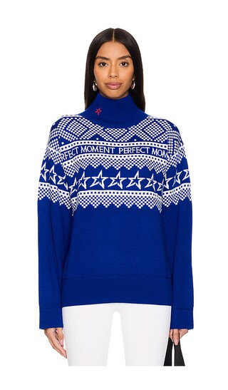 Holiday Roll Neck in Blue & White | Revolve Clothing (Global)