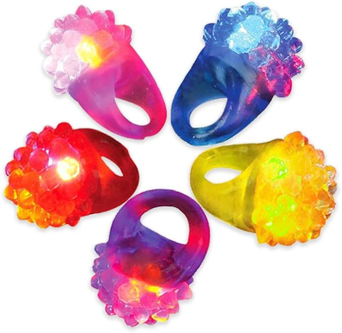Novelty Place 12Pcs Flashing LED Jelly Rings – Fun Glow in the Dark Light Up Toy Rings for Kids... | Amazon (US)