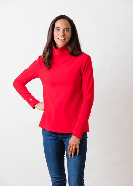 Greenpoint Turtleneck in Vello Fleece (Red) | Dudley Stephens
