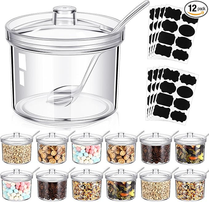 Tioncy 12 Pcs Hot Cocoa Bar Supplies Sugar Bowls with Lid and Spoon Party Bar Ice Cream Sundae Ca... | Amazon (US)