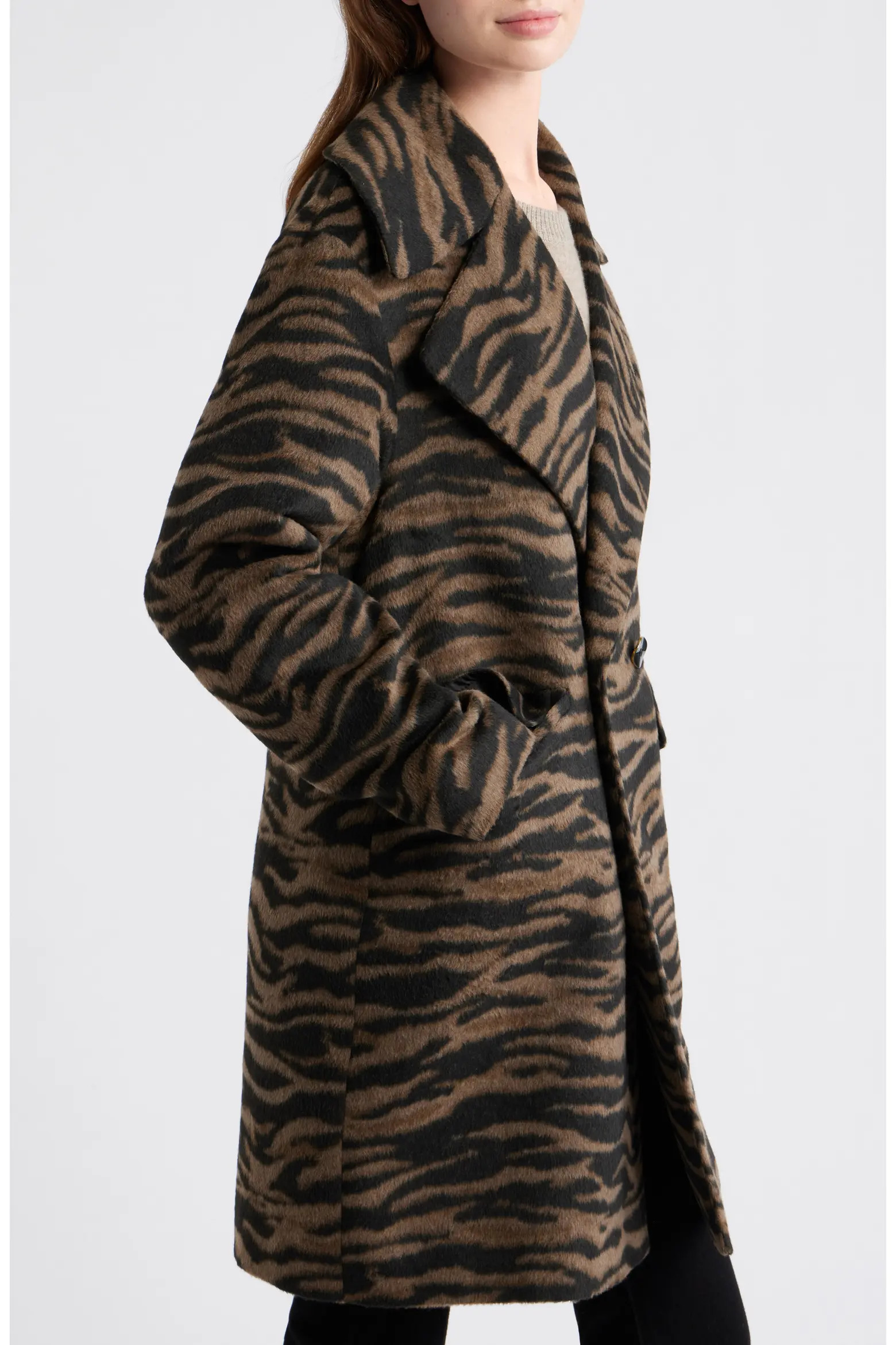 Zebra Print Long Coat (Women) | Nordstrom | Nordstrom