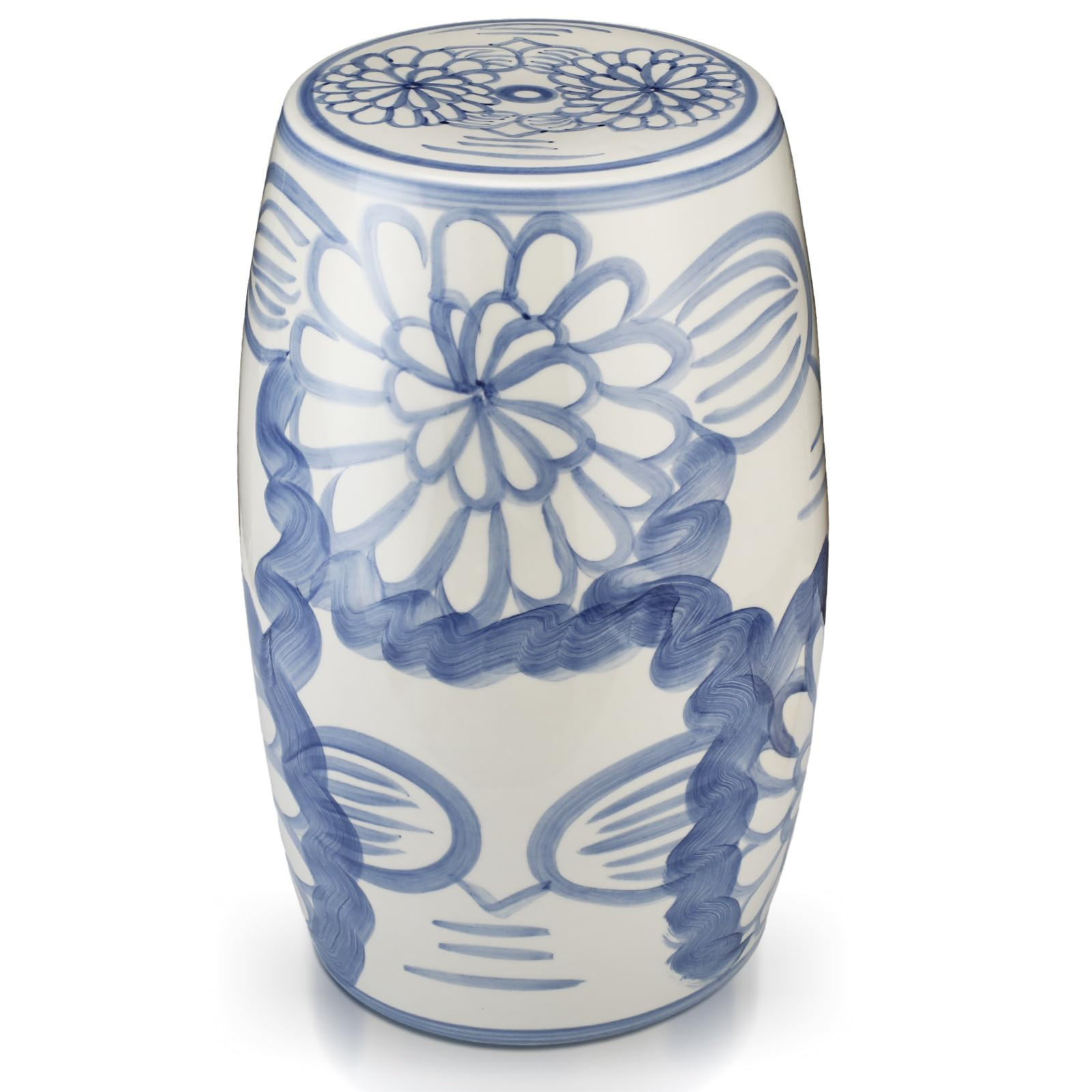 Novabright 17" Ceramic Garden Stool Blue and White Gardening Stool Decorative Chinoiserie Ceramic... | Amazon (US)