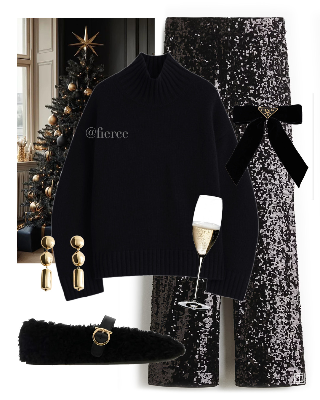 christmas party home party sequined trousers black high neck turtle neck jumper faux fur slippers ballet flats black velvet hair bow 

 

#LTKfestive #LTKuk #LTKpartywear