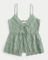 Crochet-Style Tie-Front Sweater Tank | Hollister (US)