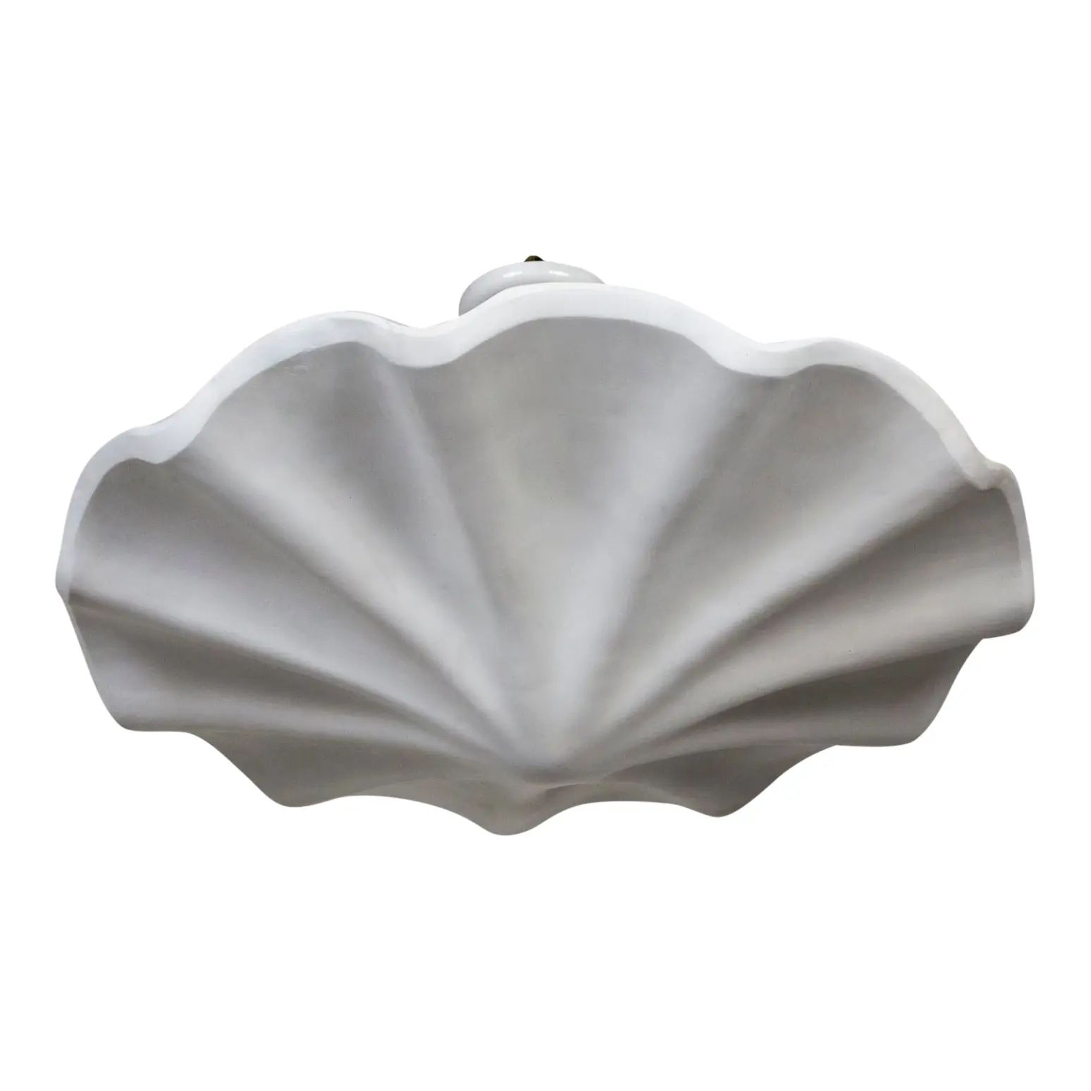 Large (29") Smooth Undulating White Plaster Shell Pendant Light | Chairish
