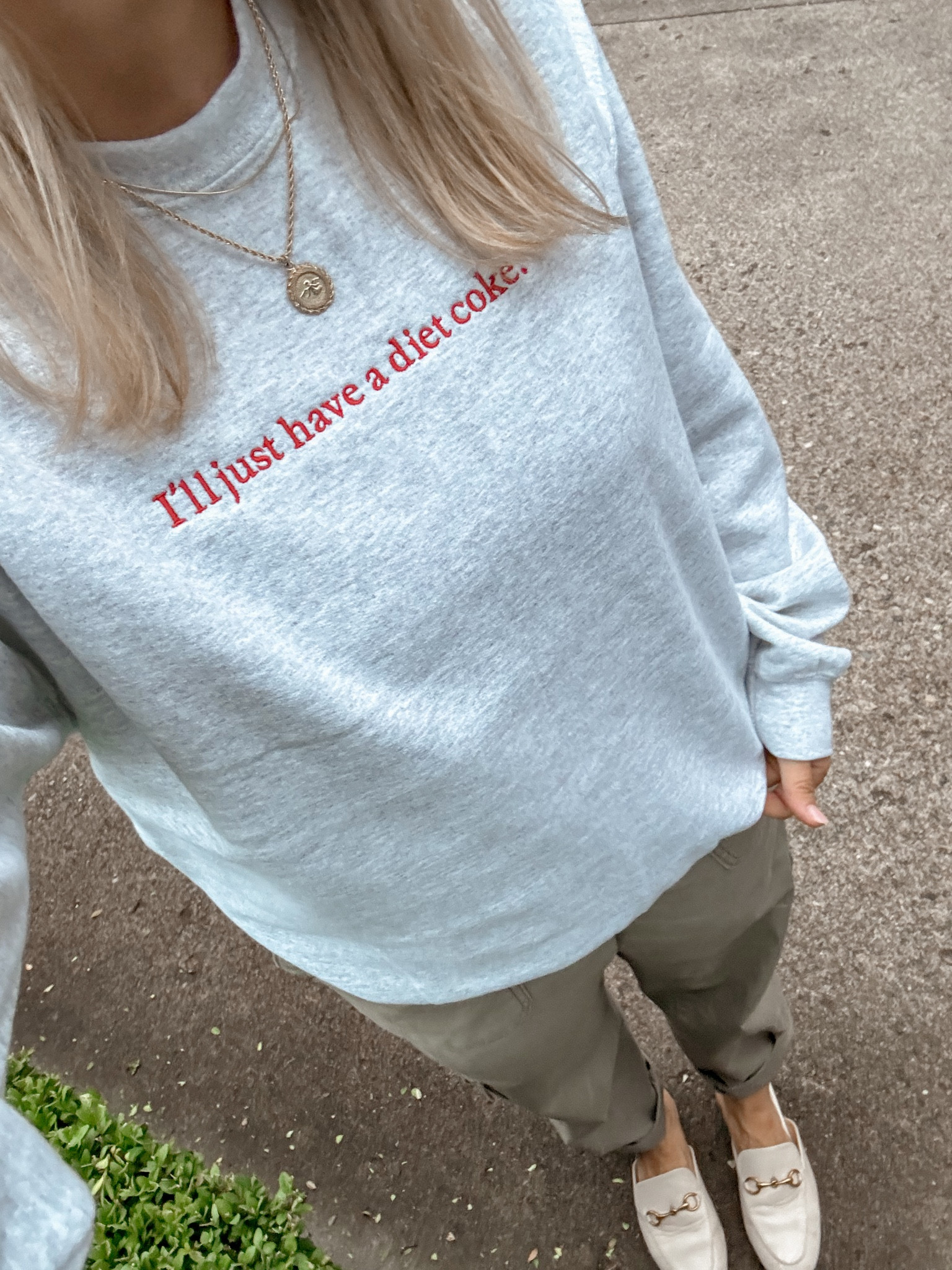 My new fav crewneck “I’ll just have a Diet Coke” embroidered.

Wearing a medium!

#LTKFindsUnder50 #LTKStyleTip