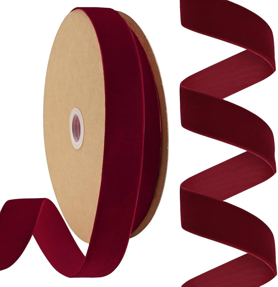 Burgundy Velvet Ribbon 1 Inch X 25 Yards Spool Fabric for Velvet Choker Christmas Valentine's Day... | Amazon (US)