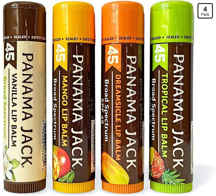 Panama Jack Sunscreen Lip Balm - SPF 45, Flavor Pack, Broad Spectrum UVA-UVB Sunscreen Protection... | Amazon (US)