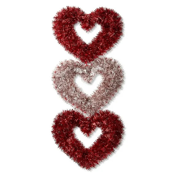 Tinsel Hearts Hanging Decoration, Red and Pink, 19", Valentine's Day by Way To Celebrate | Walmart (US)