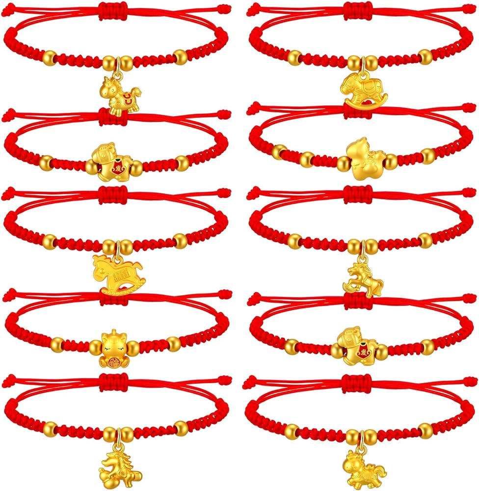 Chinese New Year of Horse String Bracelet 2026 Chinese Zodiac Animal Sign Horse Bracelet Adjustab... | Amazon (US)