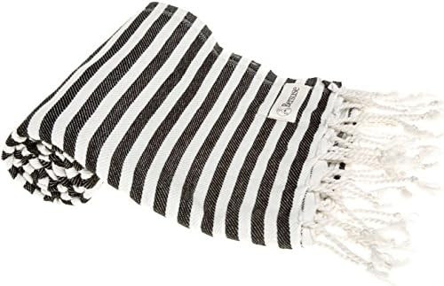Bersuse 100% Cotton Malibu Turkish Towel - 37x70 Inches, Black | Amazon (US)