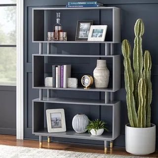 Simple Living Margo Mid-century Modern 3-tier Bookshelf - 59.5"h x 36"w x 11.8"d | Overstock.com ... | Bed Bath & Beyond