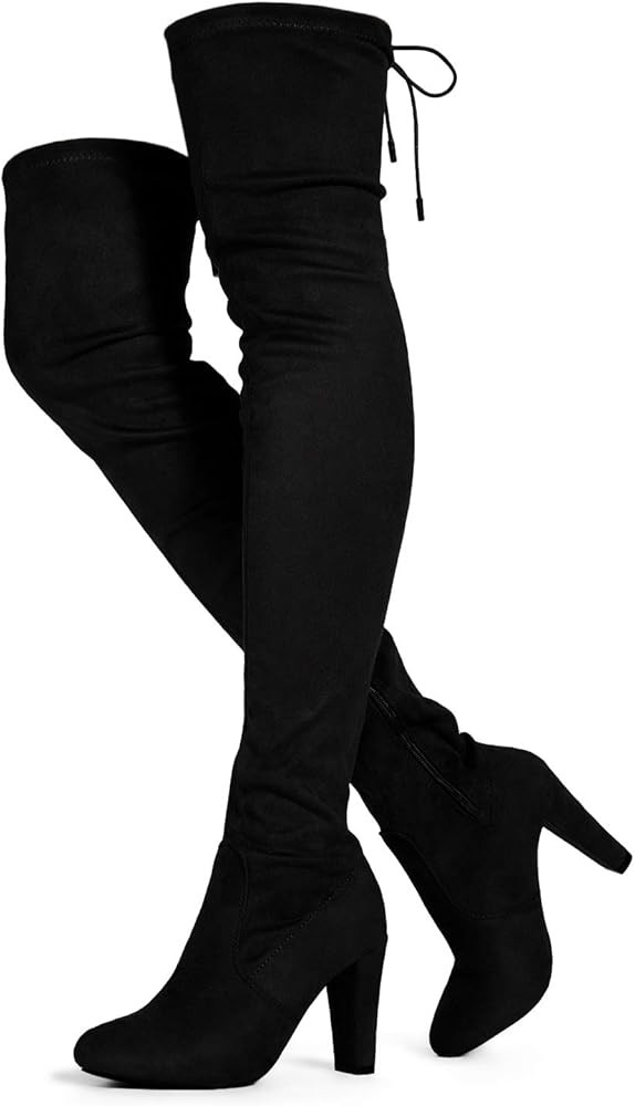 RF ROOM OF FASHION Chateau Women's Over The Knee Block Heel Stretch Boots (Regular & Wide Calf) | Amazon (US)
