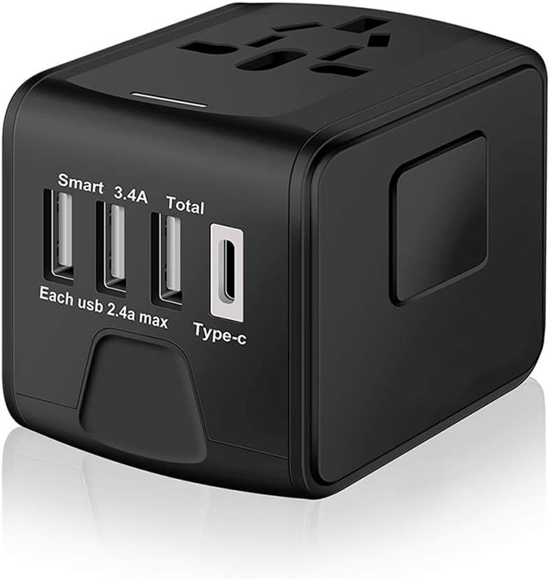 SAUNORCH Universal International Travel Power Adapter W/ High Speed 2.4A USB, 3.0A Type-C Wall Ch... | Amazon (US)