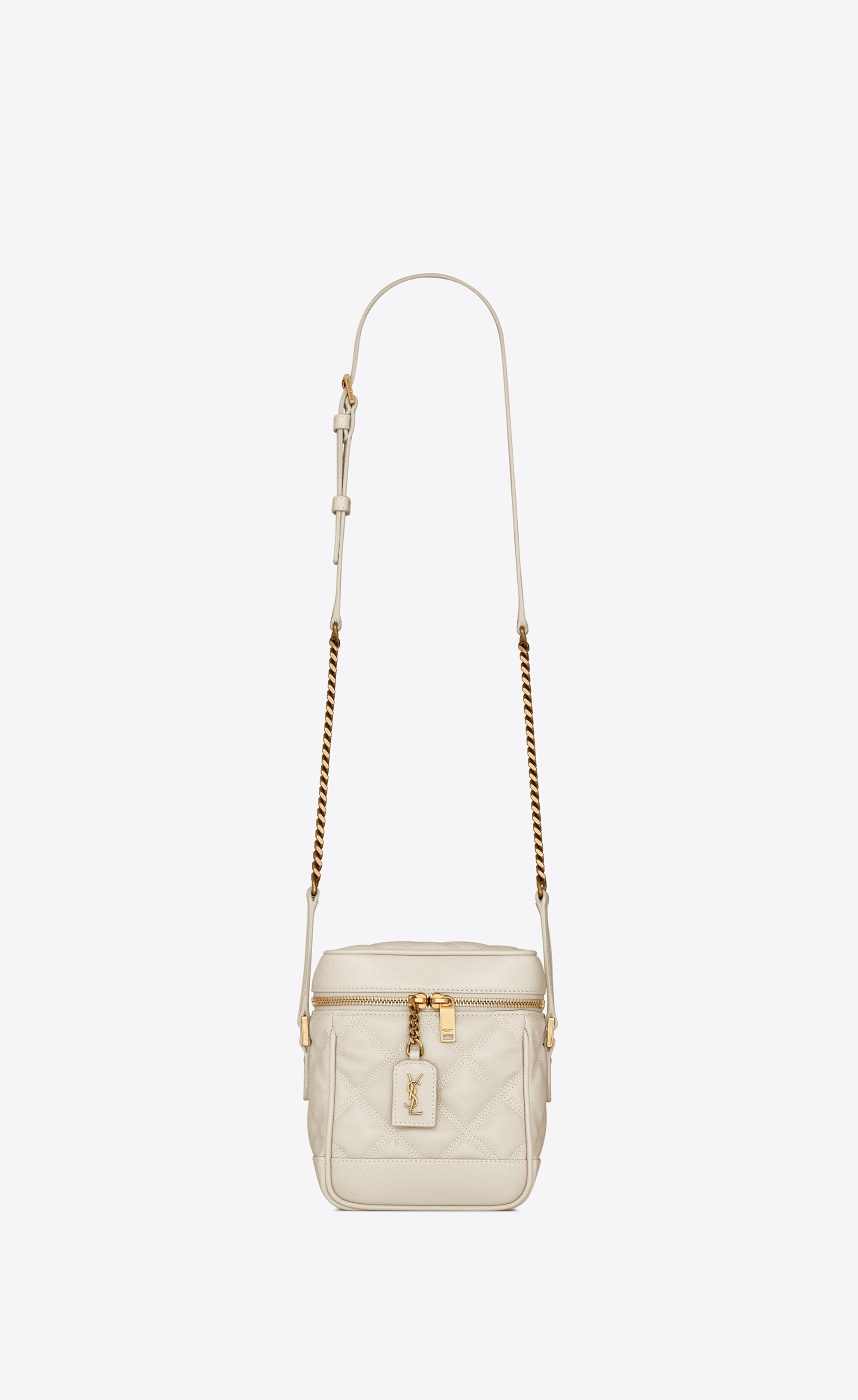 80'S Vanity Bag In Carré-Quilted Grain De Poudre Embossed Leather White One Size | Saint Laurent Inc. (Global)