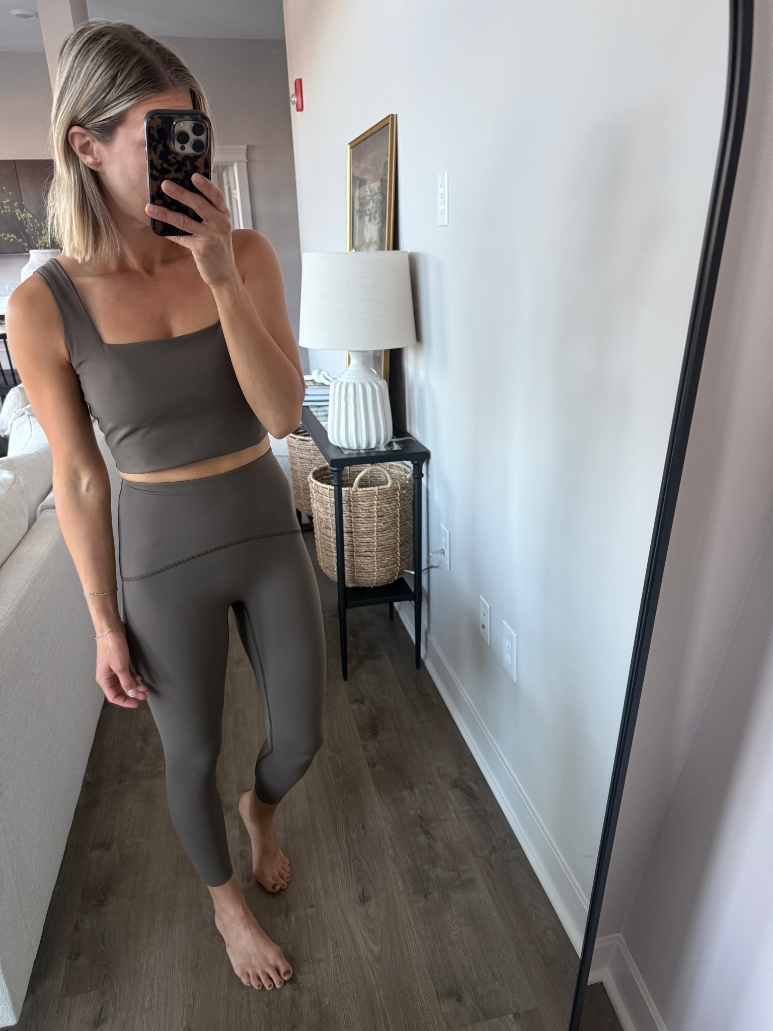 Wearing small leggings (7/8 length) + crop tank in color mineral (Code: LAWXSPANX- first time customers only)

#LTKFindsUnder100 #LTKActive #LTKStyleTip