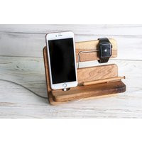 Charging Station, Apple Watch Charging Station Wood, Docking Men, Personalized Gift For Office Organ | Etsy (US)
