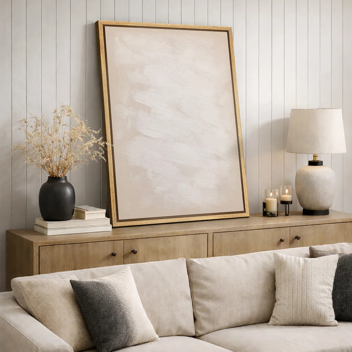 Minimalist Beige Abstract Artwork, Geometric Neutral Modern Bedroom or Study Decor Wall Pictures,... | Wayfair North America