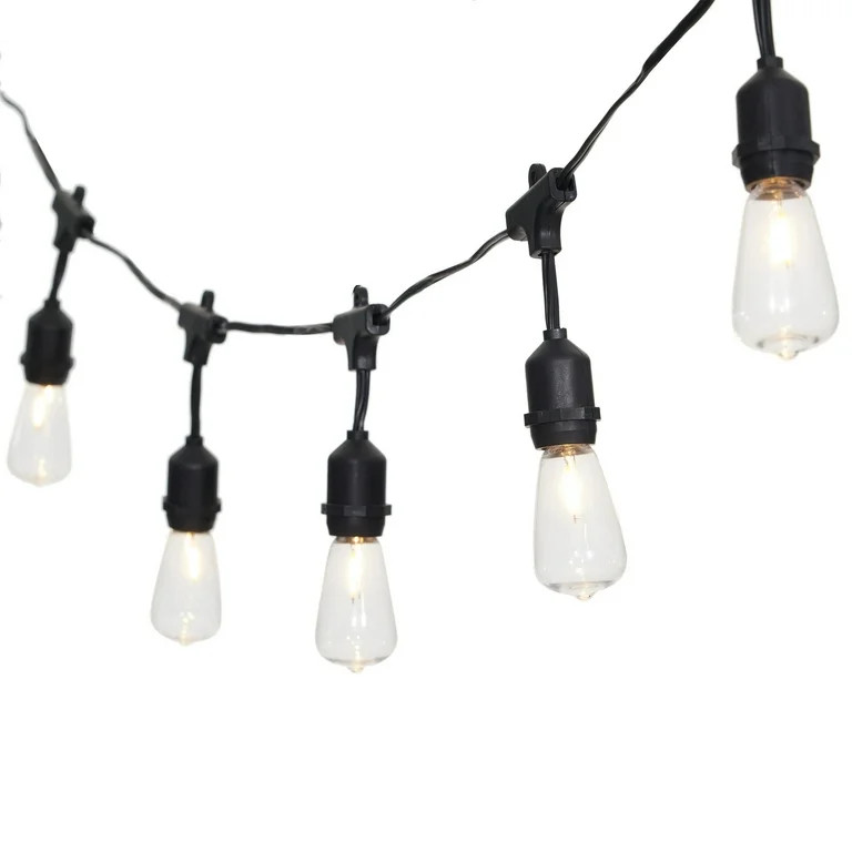 Better Homes & Gardens 15-Count Shatterproof Edison Bulb Outdoor String Lights with Black Wire | Walmart (US)