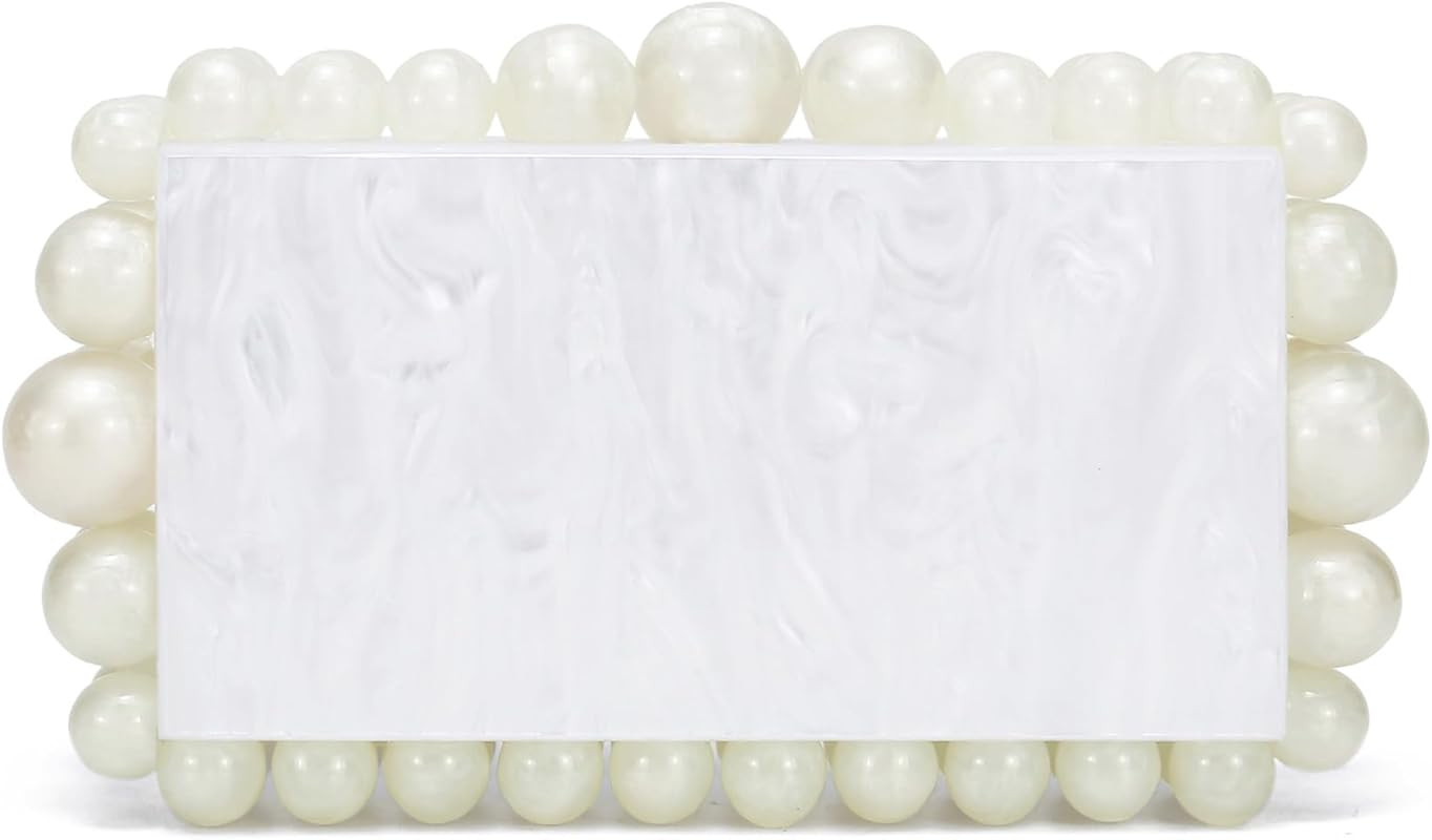 Acrylic Evening Clutch Bag for Women Marble Handbag Pearl Clutch Purses for Formal Wedding Prom | Amazon (US)
