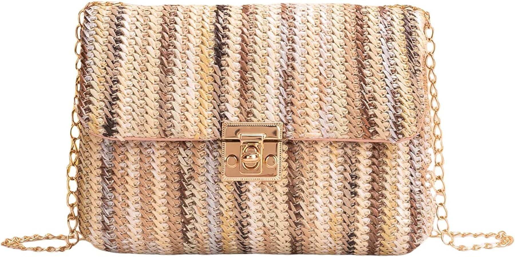 Verdusa Women's Striped Straw Clutch Bag Crossbody Handbag Purse | Amazon (US)