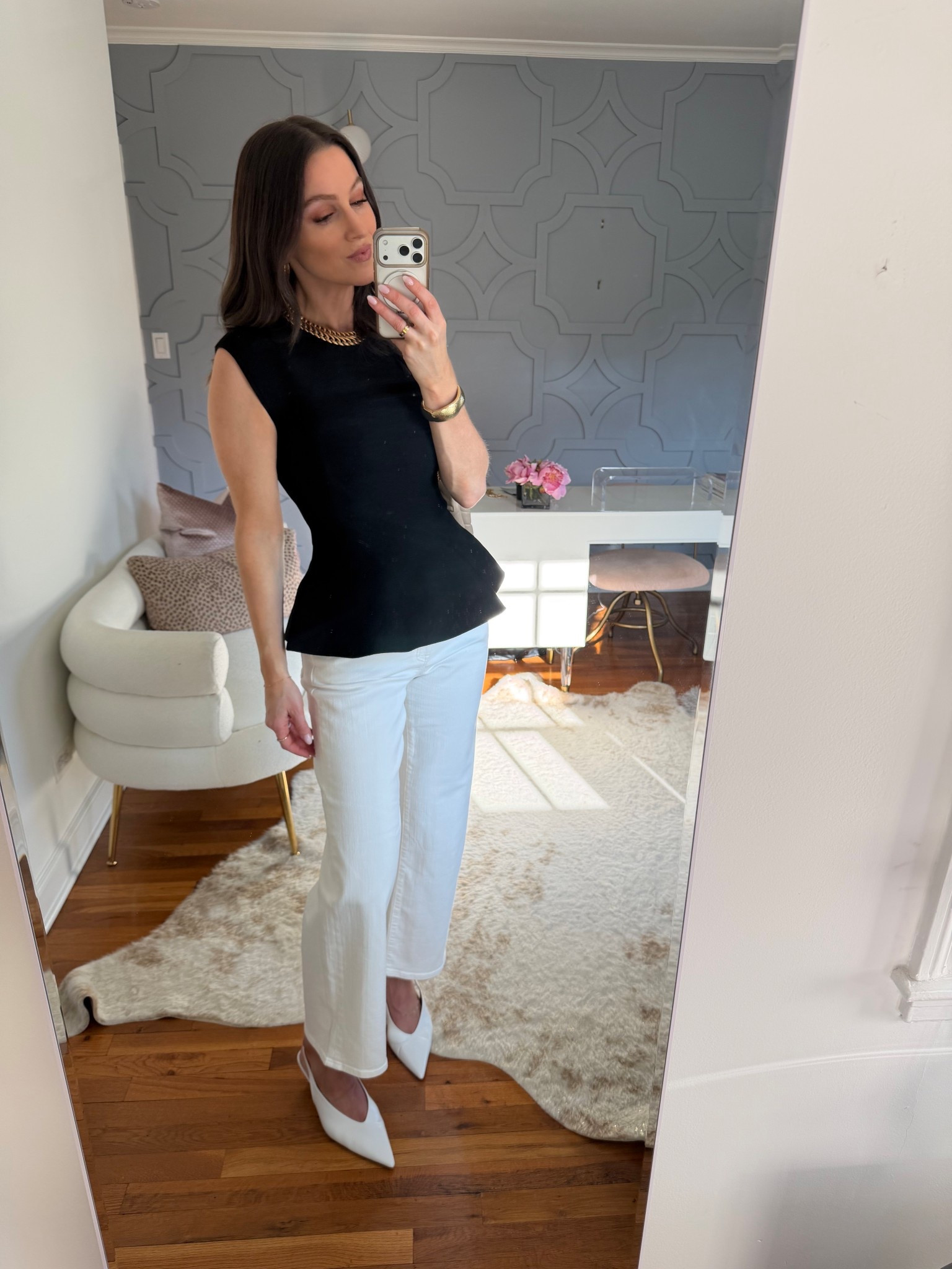 Date night outfit! This peplum top is thick and looks and feels much more expensive than it is. I did my true size small. And the jeans have been a best seller week after week so comfy. So well fitting. And come in 3 lengths. I did my regular size and the classic length and I’m 5’5 and a half  

#LTKOver40 #LTKootd #LTKSeasonal