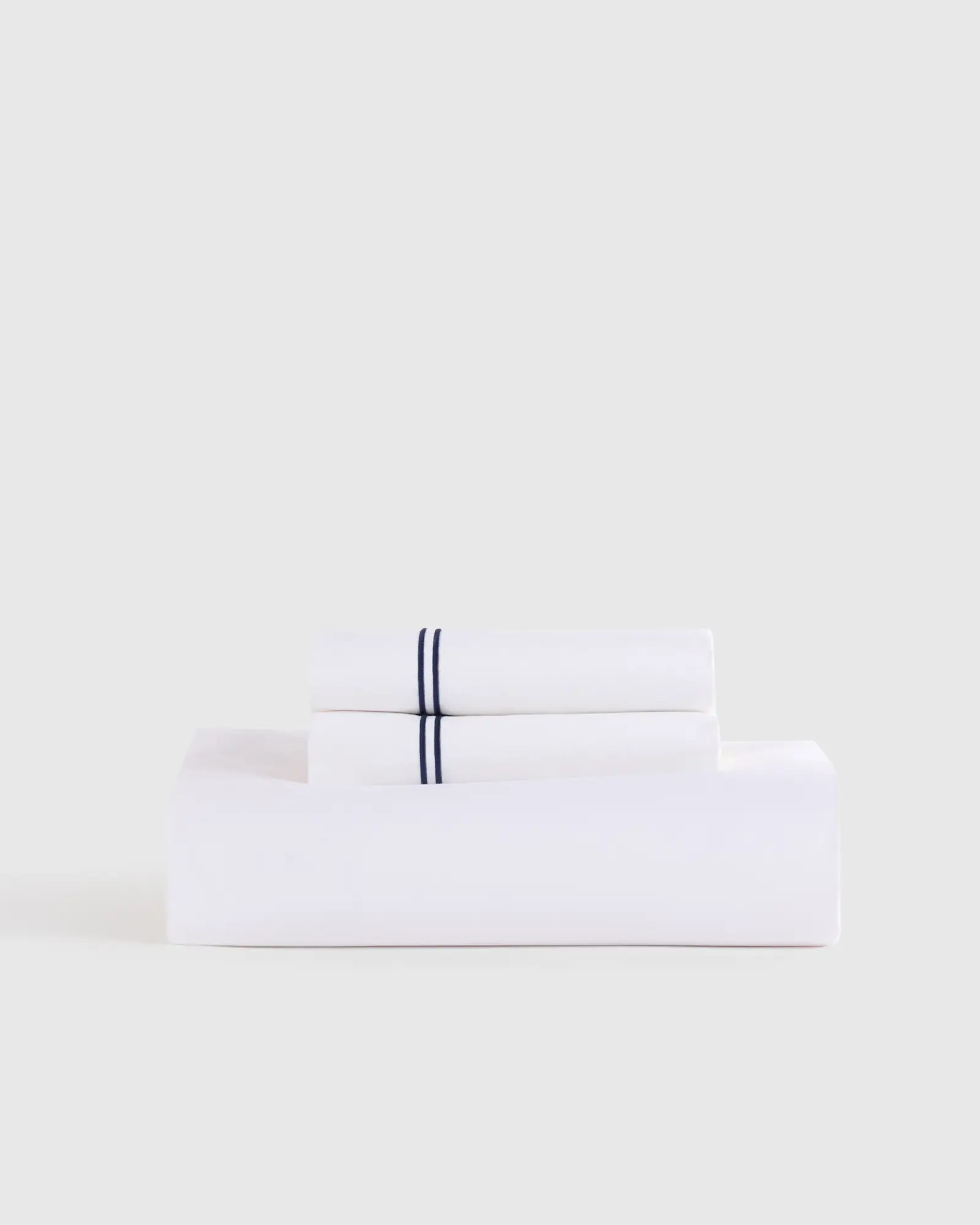 Organic Crisp Percale Embellished Fitted Sheet Set | Quince