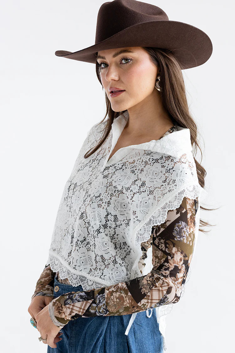 White Lace Collared Top | Flea Style
