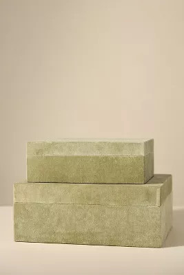 Lulu Velvet Covered Boxes, Set of 2 | Anthropologie (US)