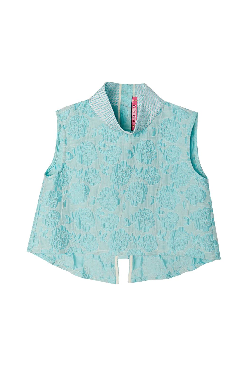 BURU x Pappy & Co Hostess Top - Aqua Brocade | Shop BURU