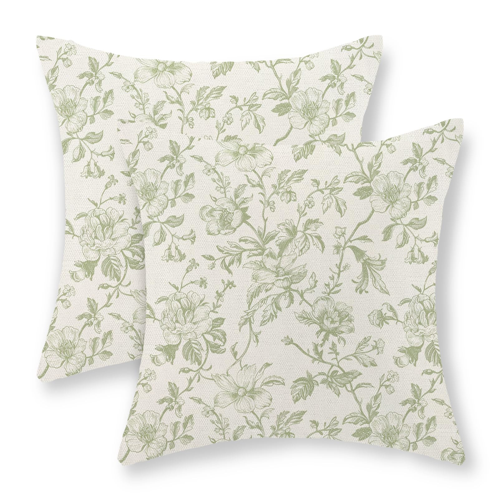 Sage Green Floral Pillow Covers 18x18 Set of 2 Light Green Chinoiserie Floral Decorative Throw Pi... | Amazon (US)