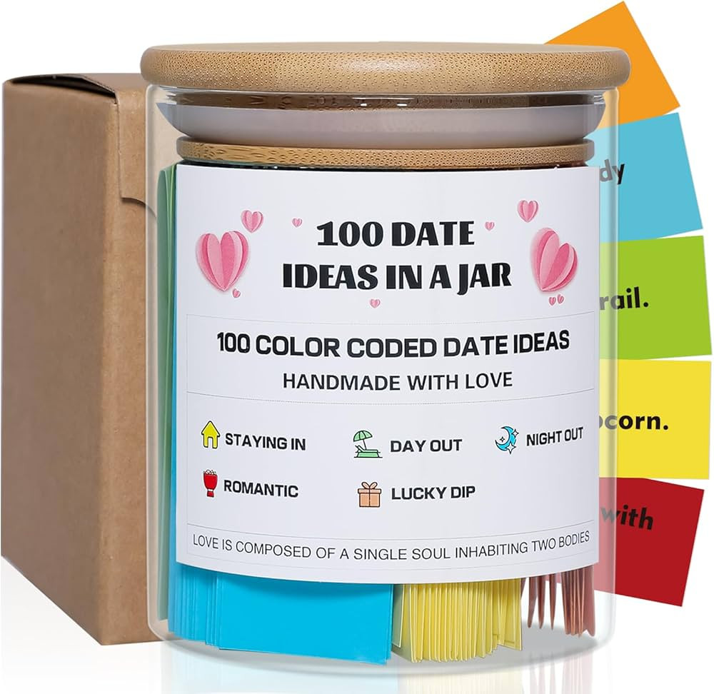 100 Date Ideas In A Jar Color Coded Date Ideas Budget-friendly Date Jar Wedding/Anniversary/Brida... | Amazon (US)