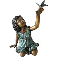 Bronze Garden Sculpture, Girl Statue, With Butterfly Figure, Child Design Gift | Etsy (US)