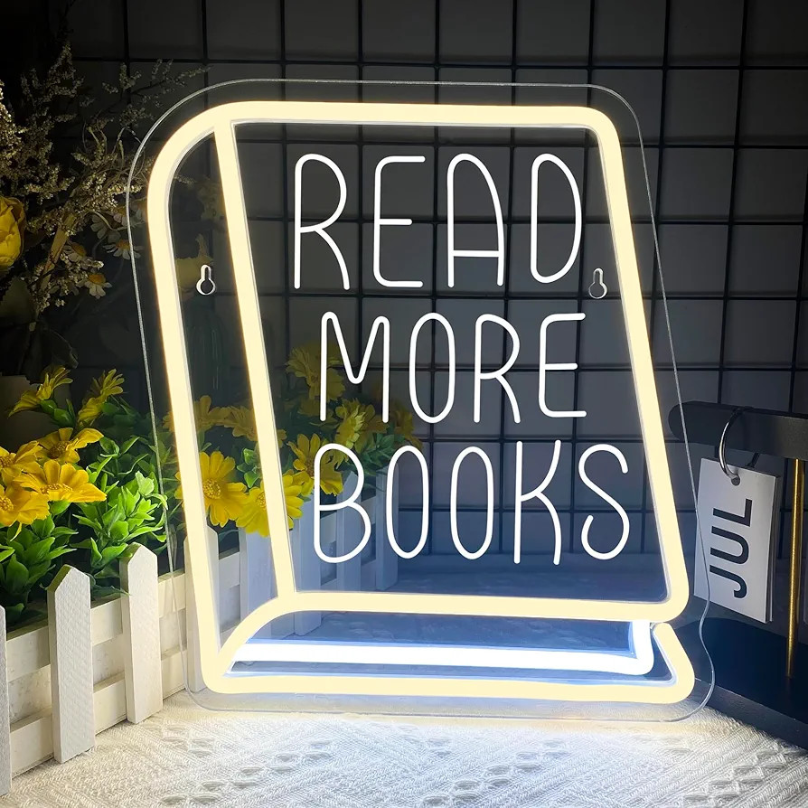 Read More Books Neon Signs for Wall Decor, Dimmable Book Classroom Neon Sign, Book Club Decor, Re... | Amazon (US)