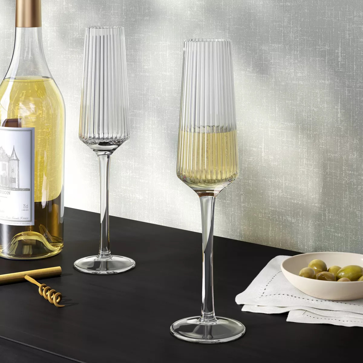 7.1oz Ribbed Stemmed Cassin Champagne Flute - Threshold™ | Target