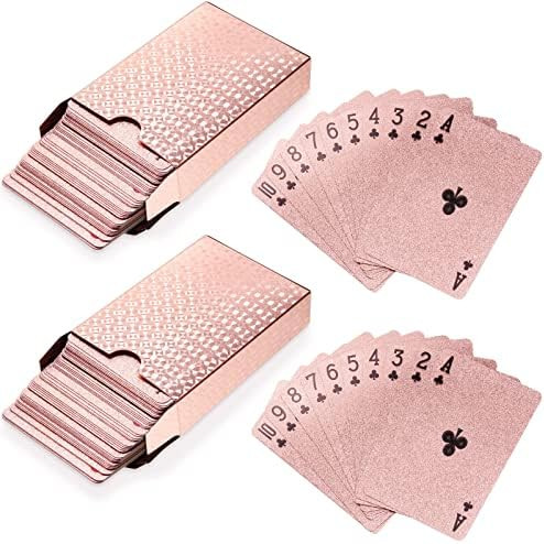 2 Decks Rose Gold Playing Cards Waterproof Plastic Poker Cards Novelty Poker Cards Tools Game Tri... | Amazon (US)