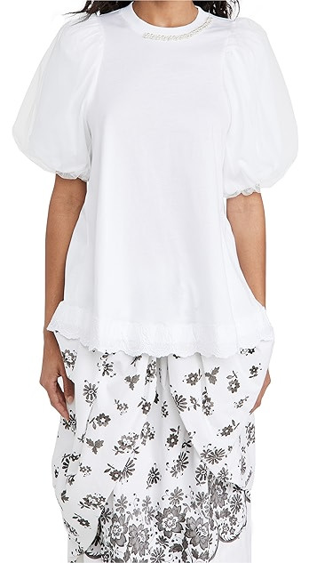 Embelished A-Line Tulle Overlay Sleeve Top | Shopbop