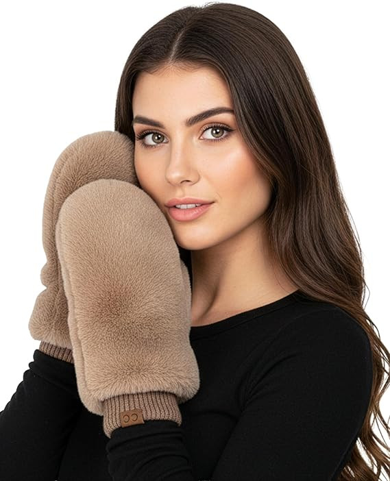 Funky Junque Faux Fur Flip Mittens Womens Warm Convertible Fingerless Gloves | Amazon (US)