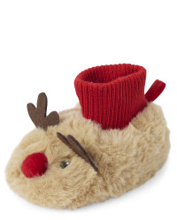 Unisex Baby Matching Family Christmas Reindeer Slippers | The Children's Place  - BROWN | The Children's Place