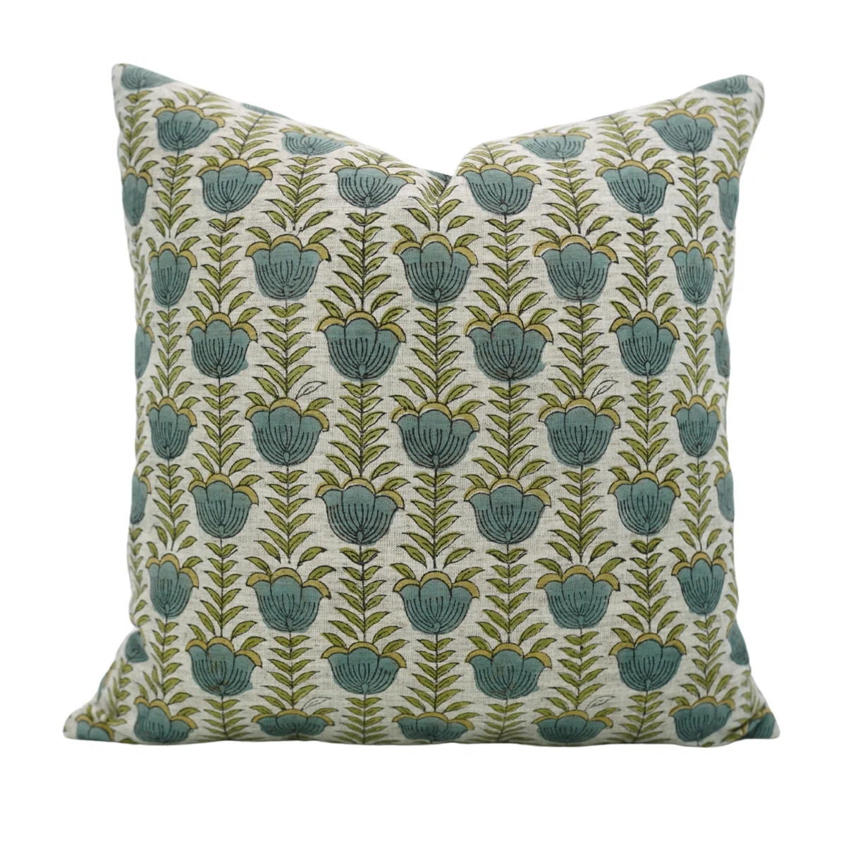 Fabdivine Lotus Hand Block Printed Linen Pillow Cover Boho Decorative Cushion for Sofa & Bed Size... | Wayfair North America