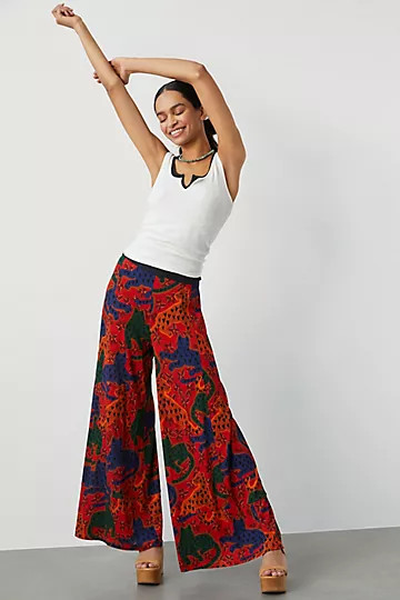 Farm x Anthropologie Wide-Leg Printed Pants | Anthropologie (US)
