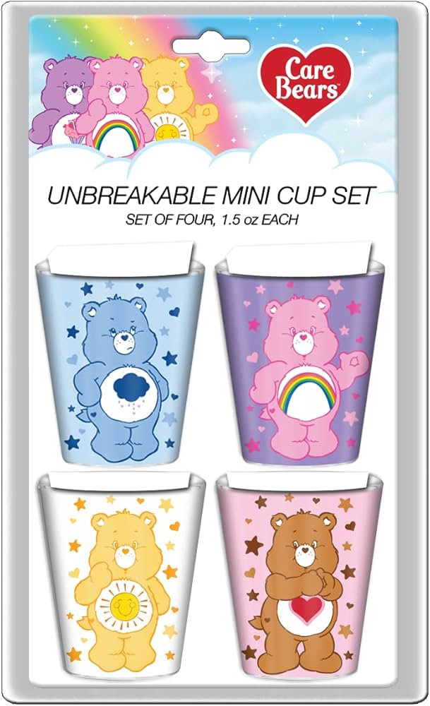 Silver Buffalo Care Bears Hearts 4-Pack Plastic Mini Cup Set, 1.5 Ounces | Amazon (CA)